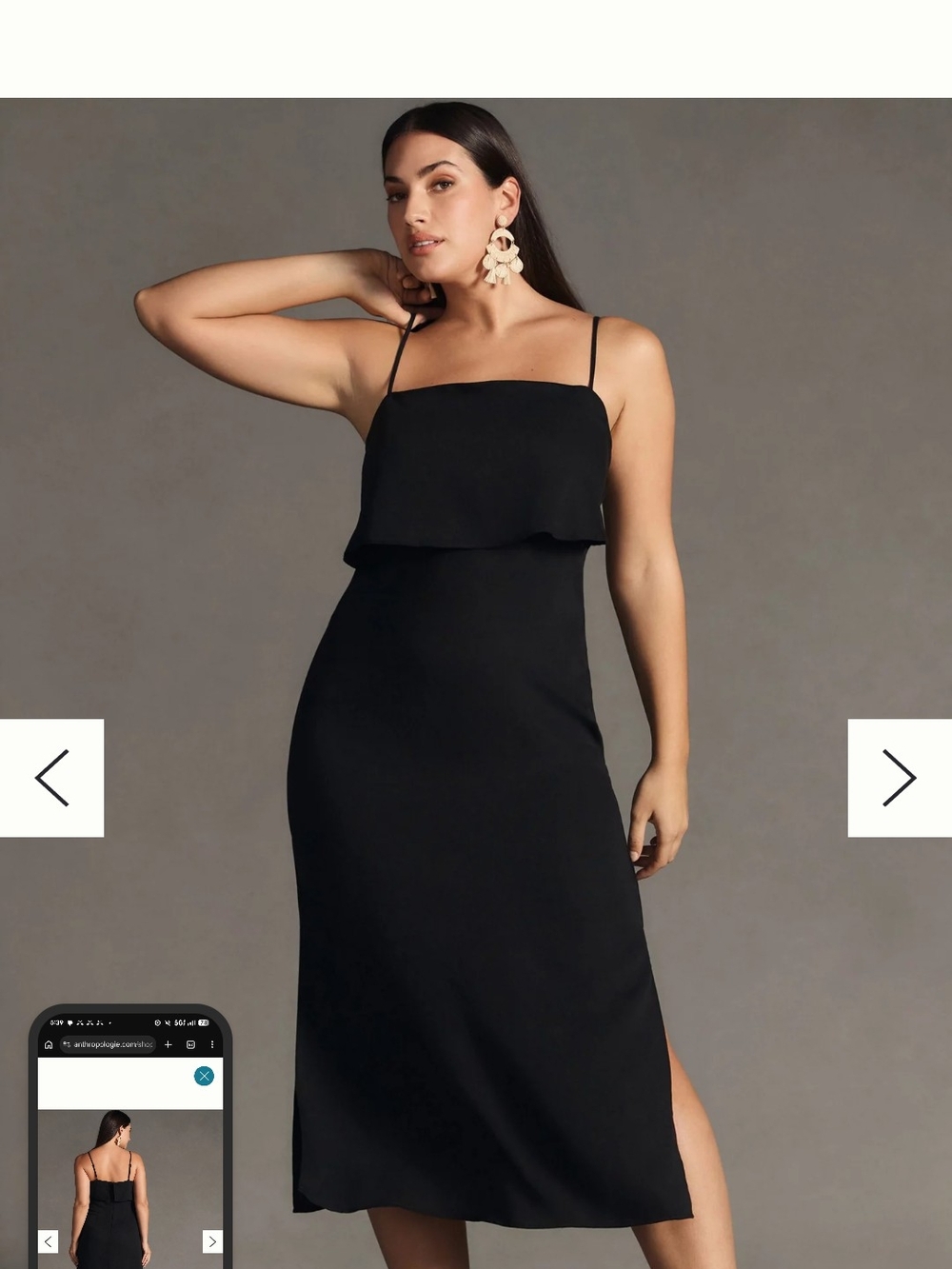 Black Spaghetti-Strap Midi Dress